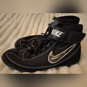 Nike Black Mesh High-Tops with White Logo